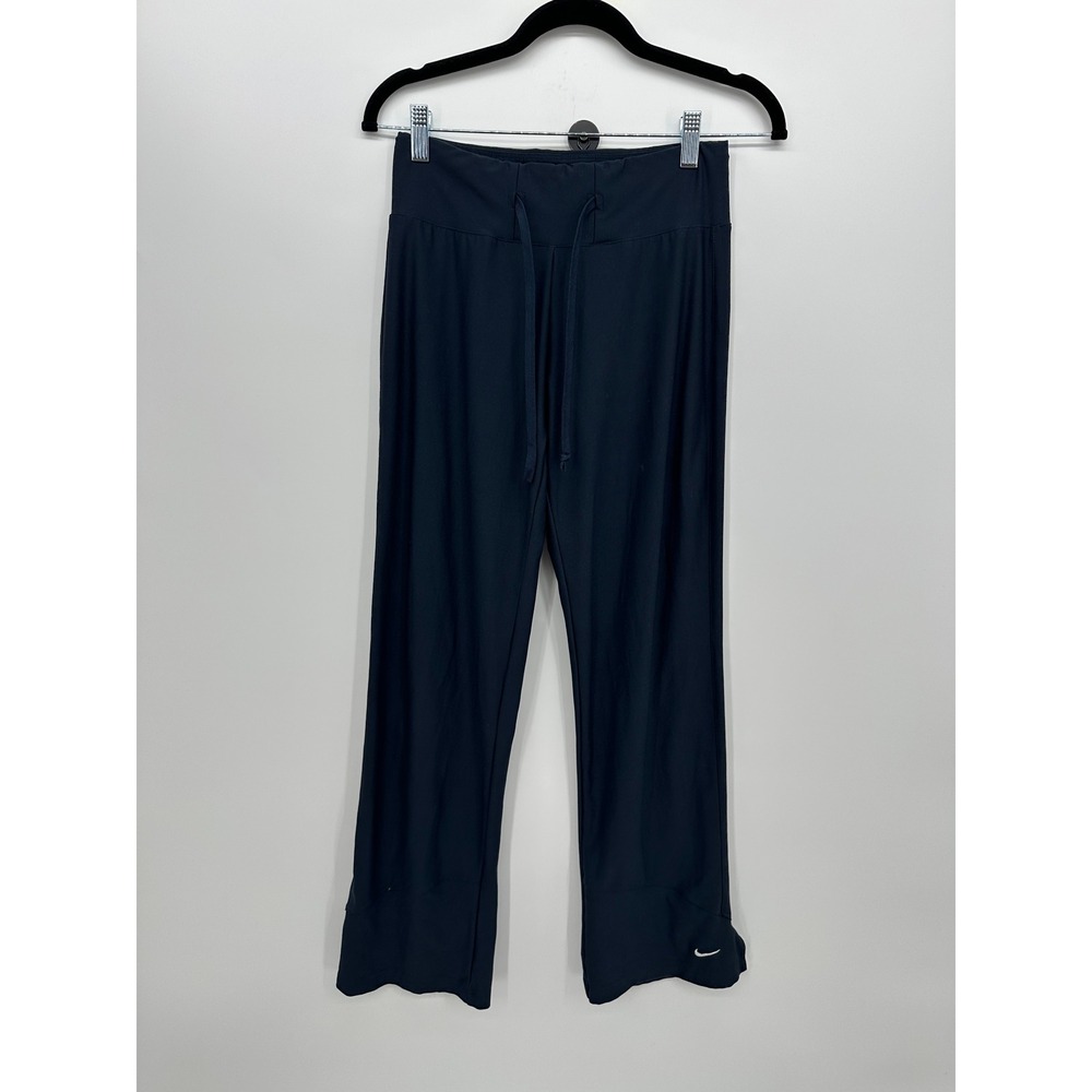 Vtg Y2K Nike Navy Blue Wide Leg Lounge Pants Women Sz S Yoga Slit Active